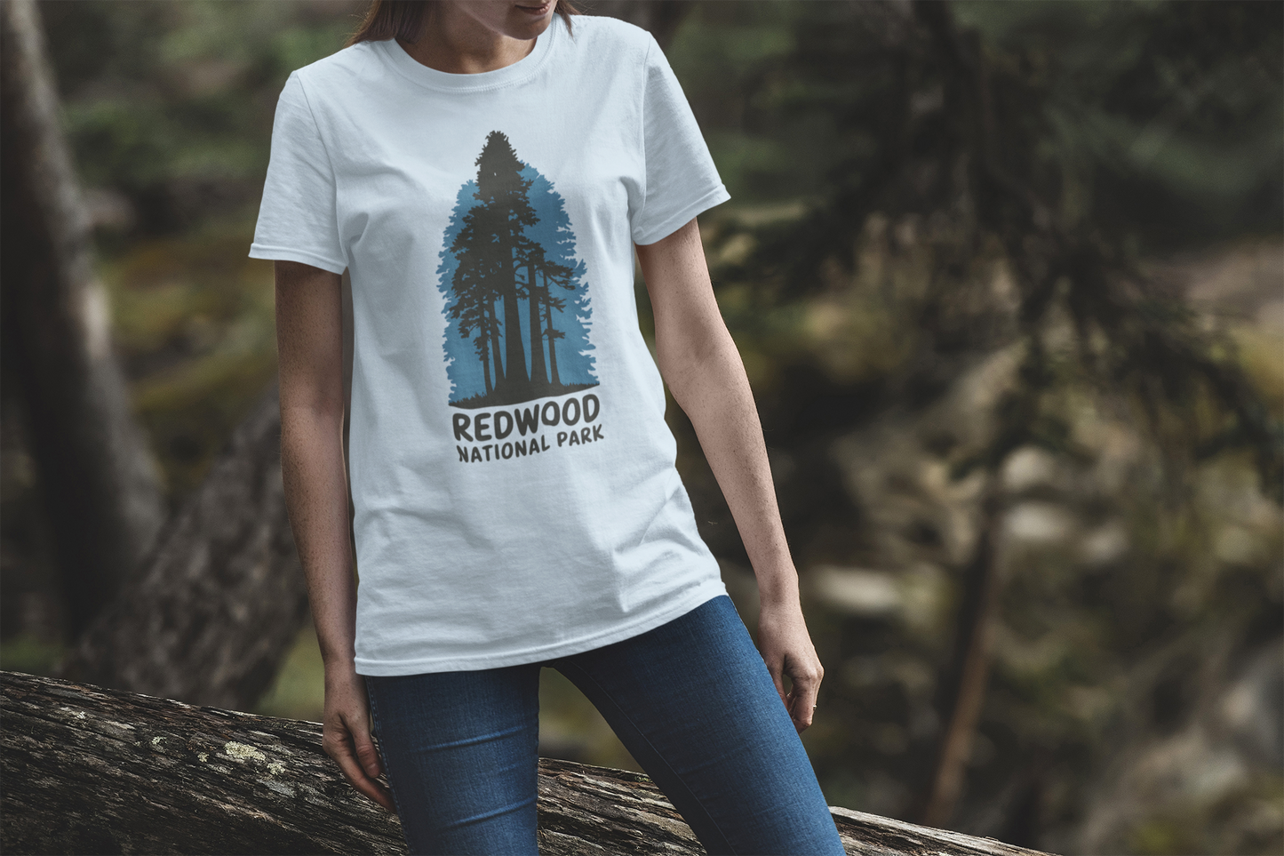 Redwood National Park Unisex Fit Soft T- Shirt Shaded Blue Printify