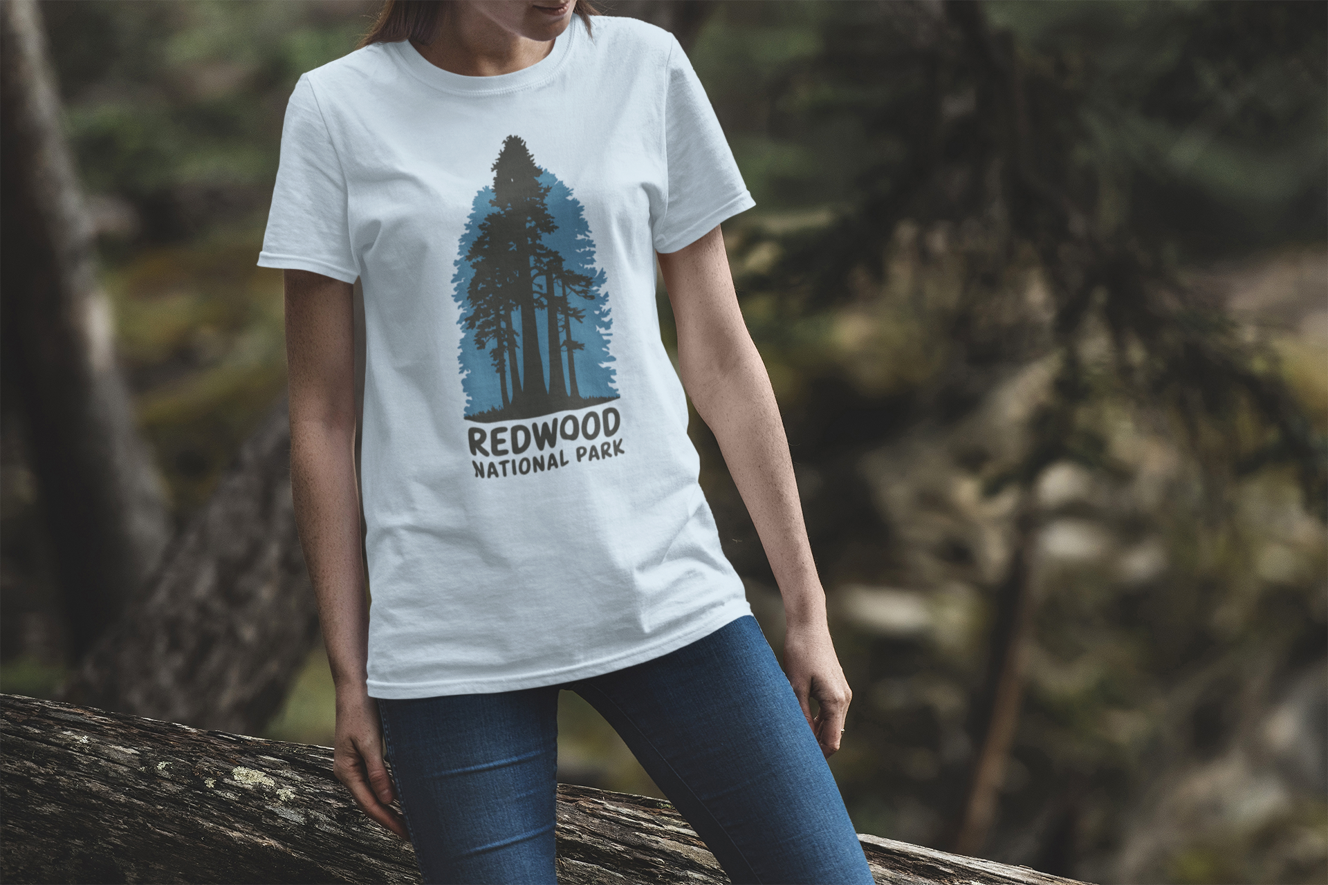 Redwood National Park Unisex Fit Soft T- Shirt Shaded Blue Printify