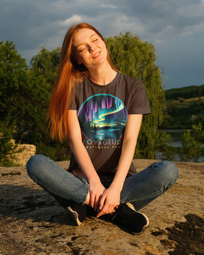 Voyageurs National Park Unisex Fit Soft T-Shirt Northern Lights Aurora Borealis Printify