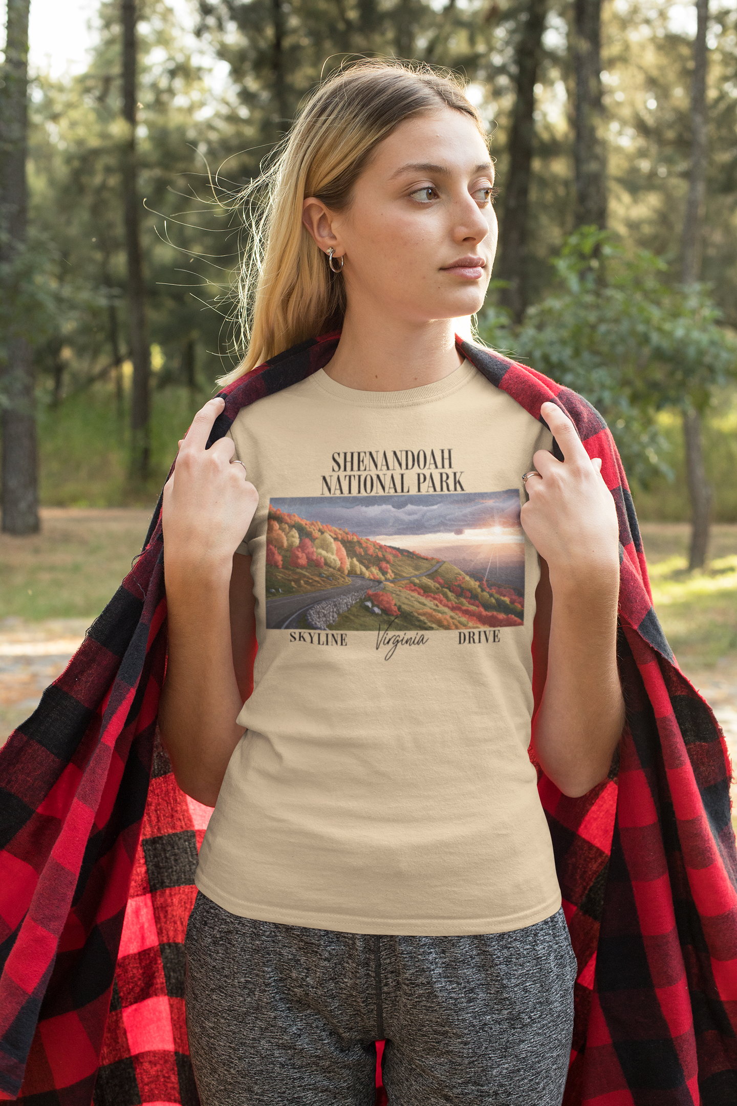 Shenandoah National Park Unisex Fit Soft T-Shirt Skyline Drive Postcard Printify
