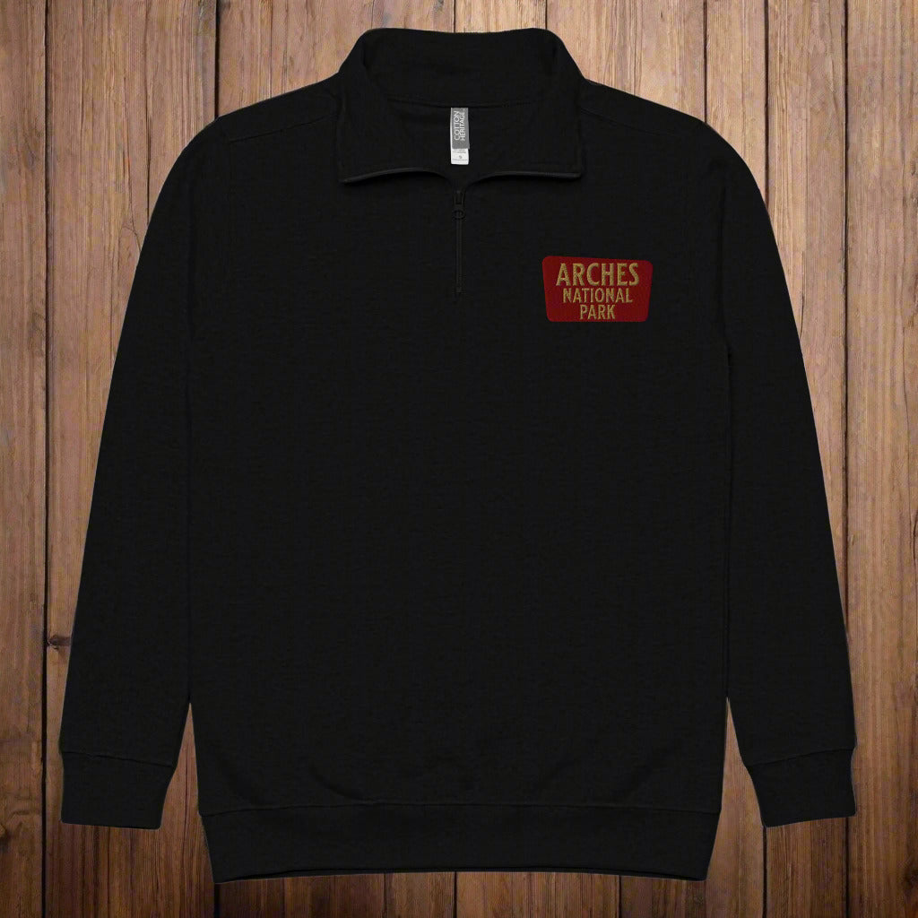 Arches National Park 1/4 Zip Fleece Pullover Sweater Park Service Apparel Black S