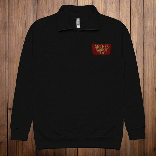 Arches National Park 1/4 Zip Fleece Pullover Sweater Park Service Apparel Black S