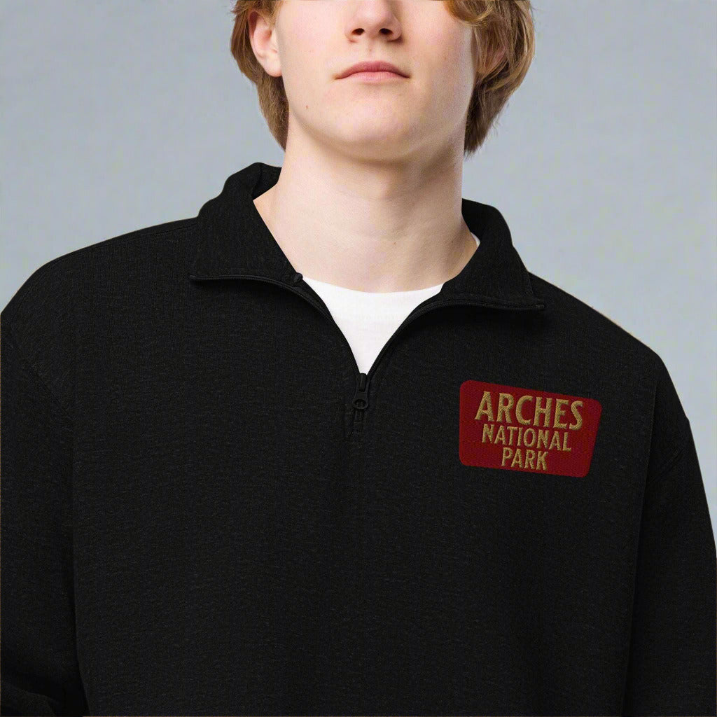 Arches National Park 1/4 Zip Fleece Pullover Sweater Park Service Apparel