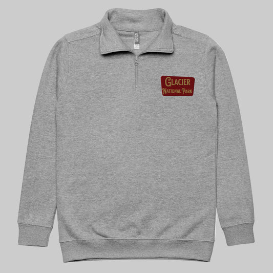 Glacier National Park Fleece 1/4 Zip Pullover Sweatshirt Park Service Apparel Carbon Grey S