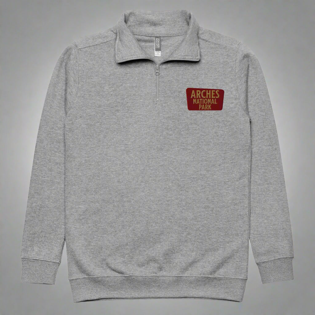 Arches National Park 1/4 Zip Fleece Pullover Sweater Park Service Apparel Carbon Grey S