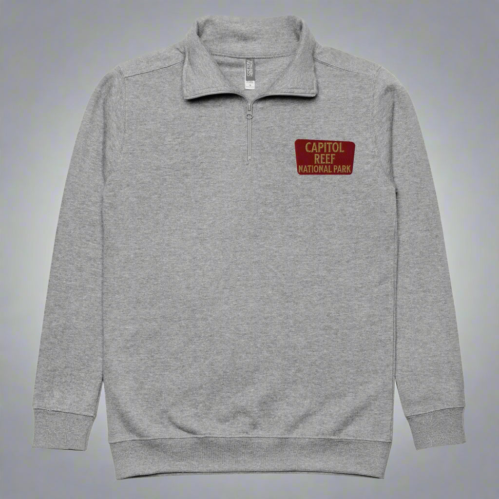 Capitol Reef National Park 1/4 Zip Fleece Pullover Sweater Park Service Apparel Carbon Grey S