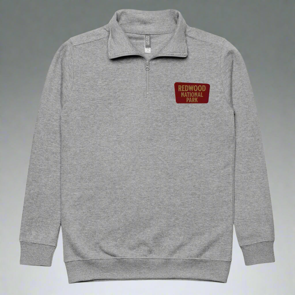 Redwood National Park 1/4 Zip Fleece Pullover Sweater Park Service Apparel Carbon Grey S