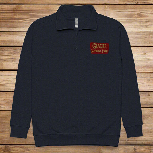 Glacier National Park Fleece 1/4 Zip Pullover Sweatshirt Park Service Apparel Navy S