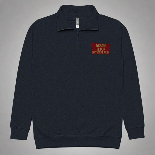 Grand Teton National Park 1/4 Zip Fleece Pullover Sweater Park Service Apparel Navy S