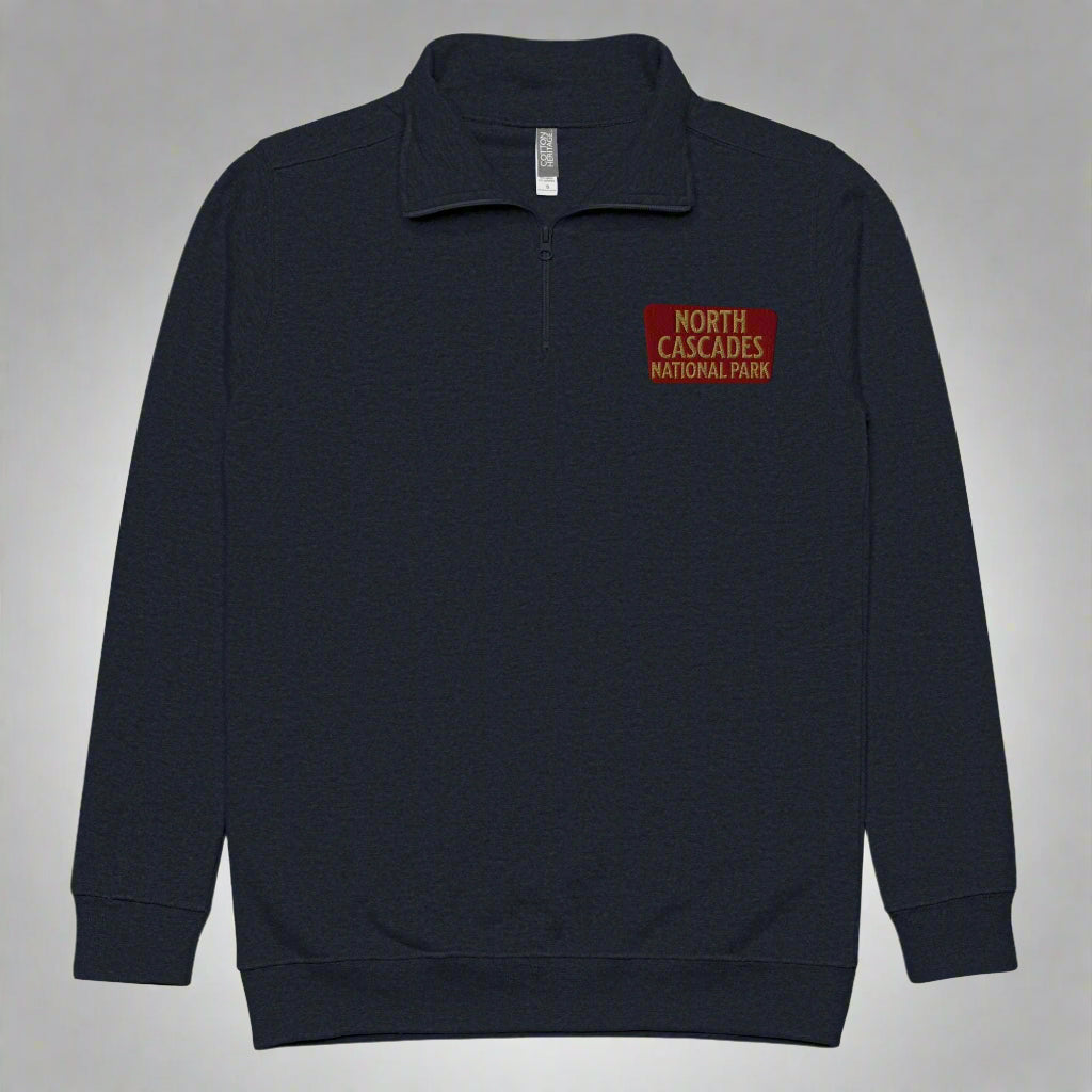 North Cascades National Park 1/4 Zip Fleece Pullover Park Service Apparel Navy S