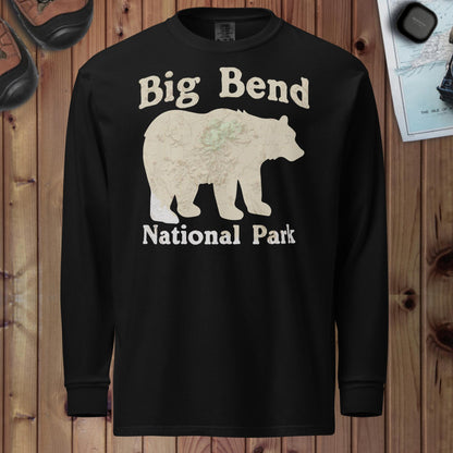 Big Bend Bear Heavyweight Long Sleeve Tee T-Shirt Park Service Apparel Black S