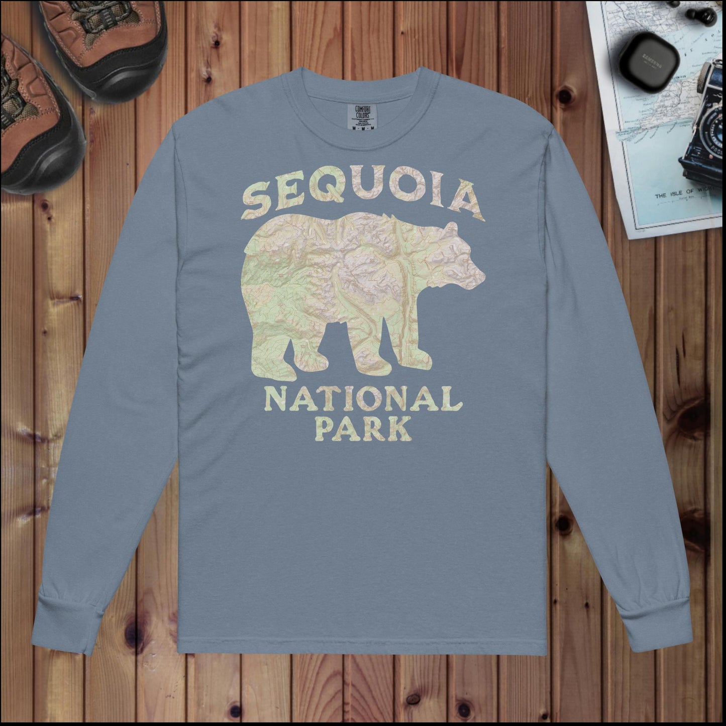 Sequoia Bear Heavy Weight Long Sleeve Topo T-shirt Park Service Apparel Blue Jean S