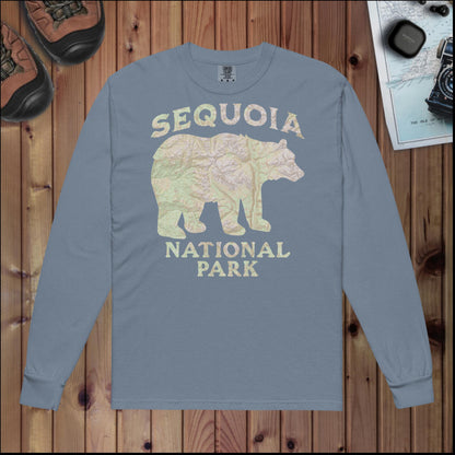 Sequoia Bear Heavy Weight Long Sleeve Topo T-shirt Park Service Apparel Blue Jean S