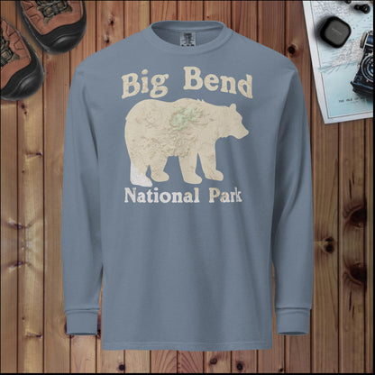 Big Bend Bear Heavyweight Long Sleeve Tee T-Shirt Park Service Apparel Blue Jean S