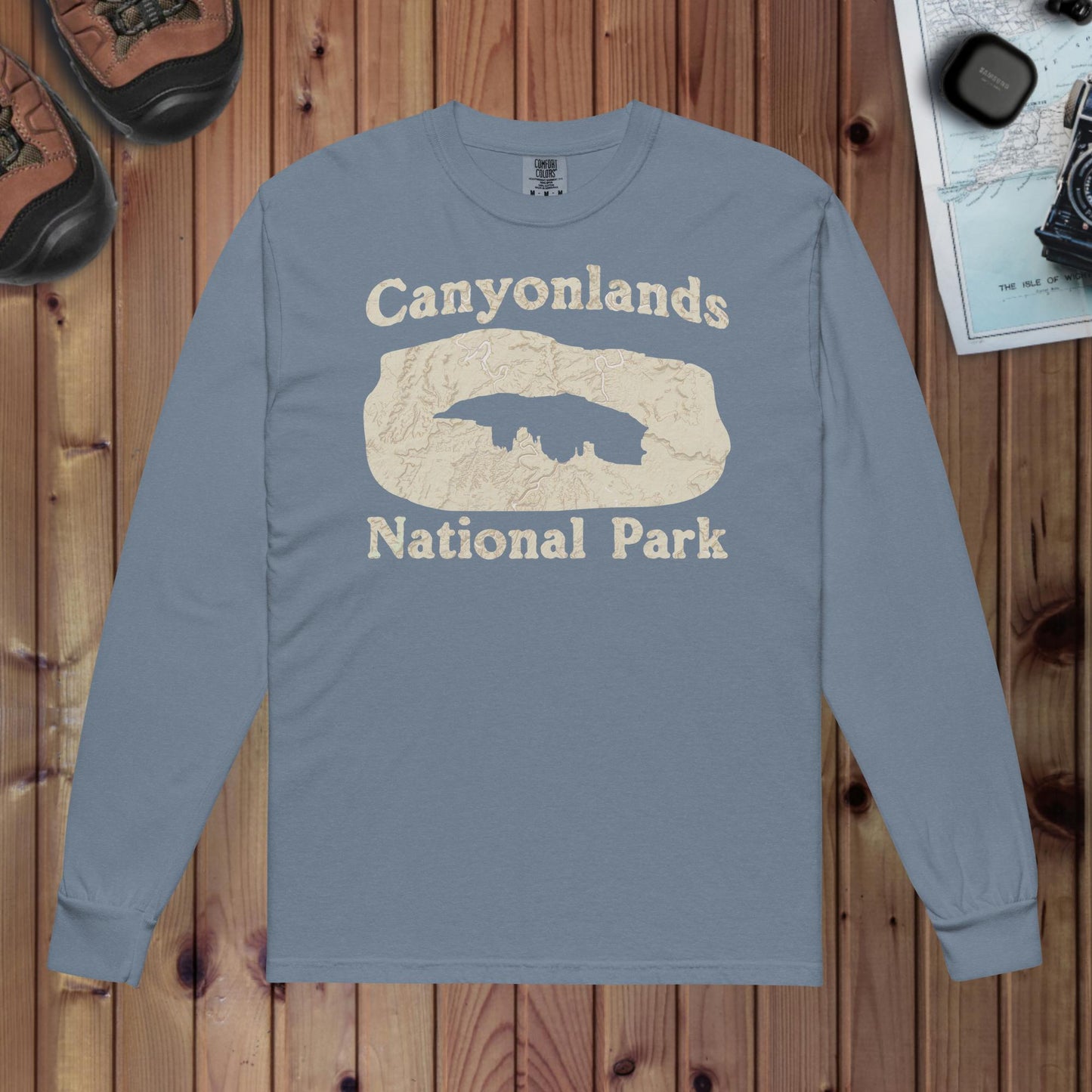 Canyonlands Mesa Arch Heavyweight Long Sleeve Topo Tee Long-sleeve Park Service Apparel Blue Jean S
