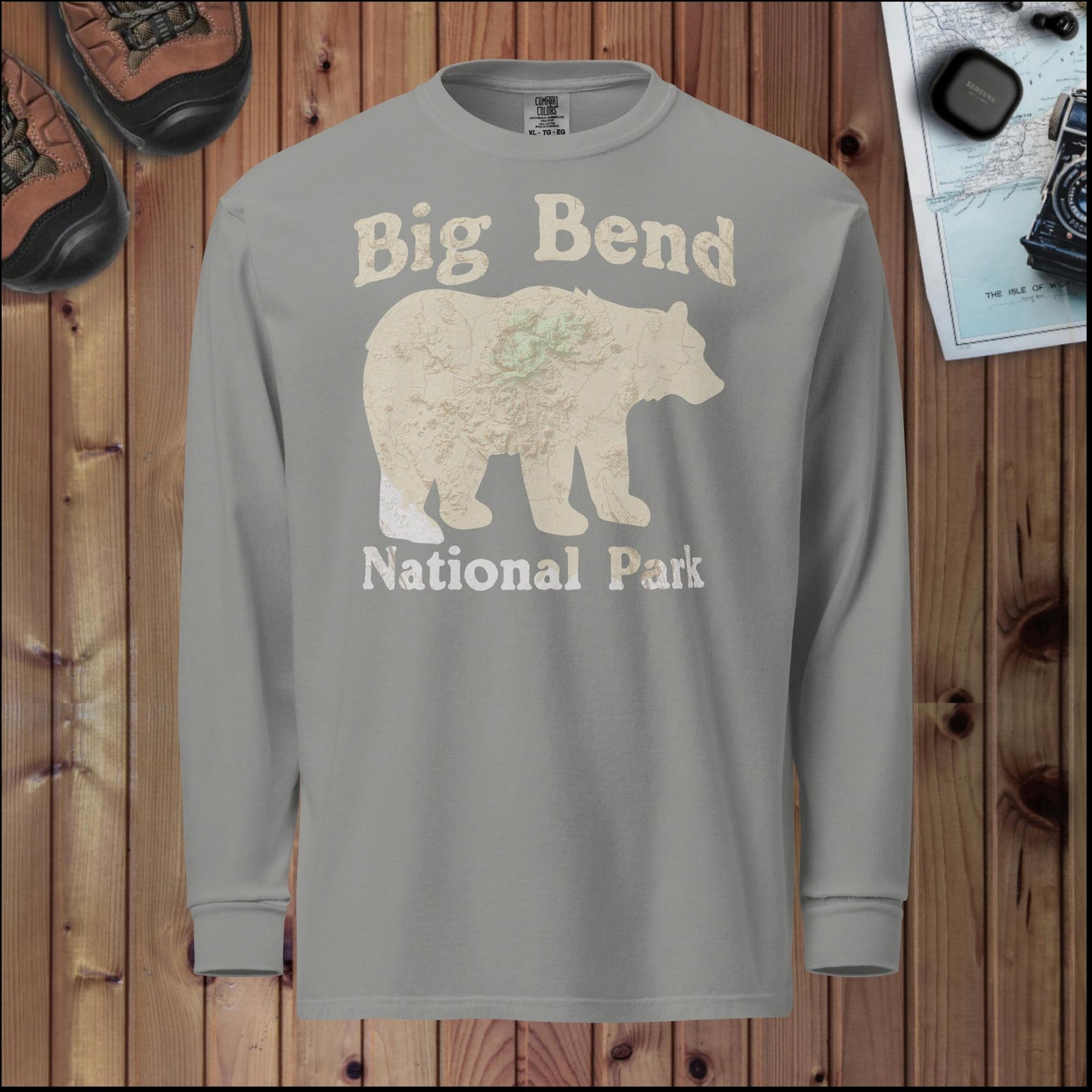 Big Bend Bear Heavyweight Long Sleeve Tee T-Shirt Park Service Apparel Grey S