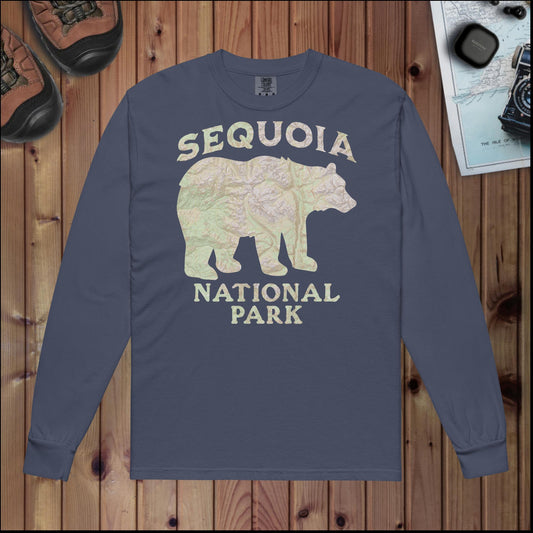 Sequoia Bear Heavy Weight Long Sleeve Topo T-shirt Park Service Apparel Navy S