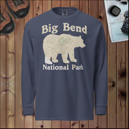 Big Bend Bear Heavyweight Long Sleeve Tee T-Shirt Park Service Apparel Navy S