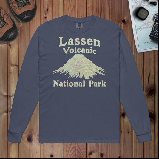 Lassen Volcanic Heavyweight Long Sleeve Topo Tee Park Service Apparel Navy S