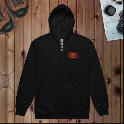 Zion National Park Full Zip Hoodie Angels Landing Back Full Zip Hoodie Park Service Apparel Black S