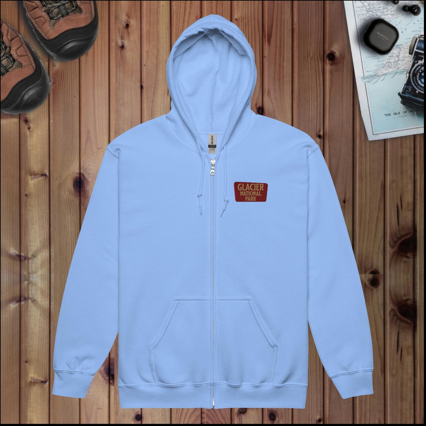 Glacier National Park Full Zip Hoodie Full Zip Hoodie Park Service Apparel Carolina Blue S