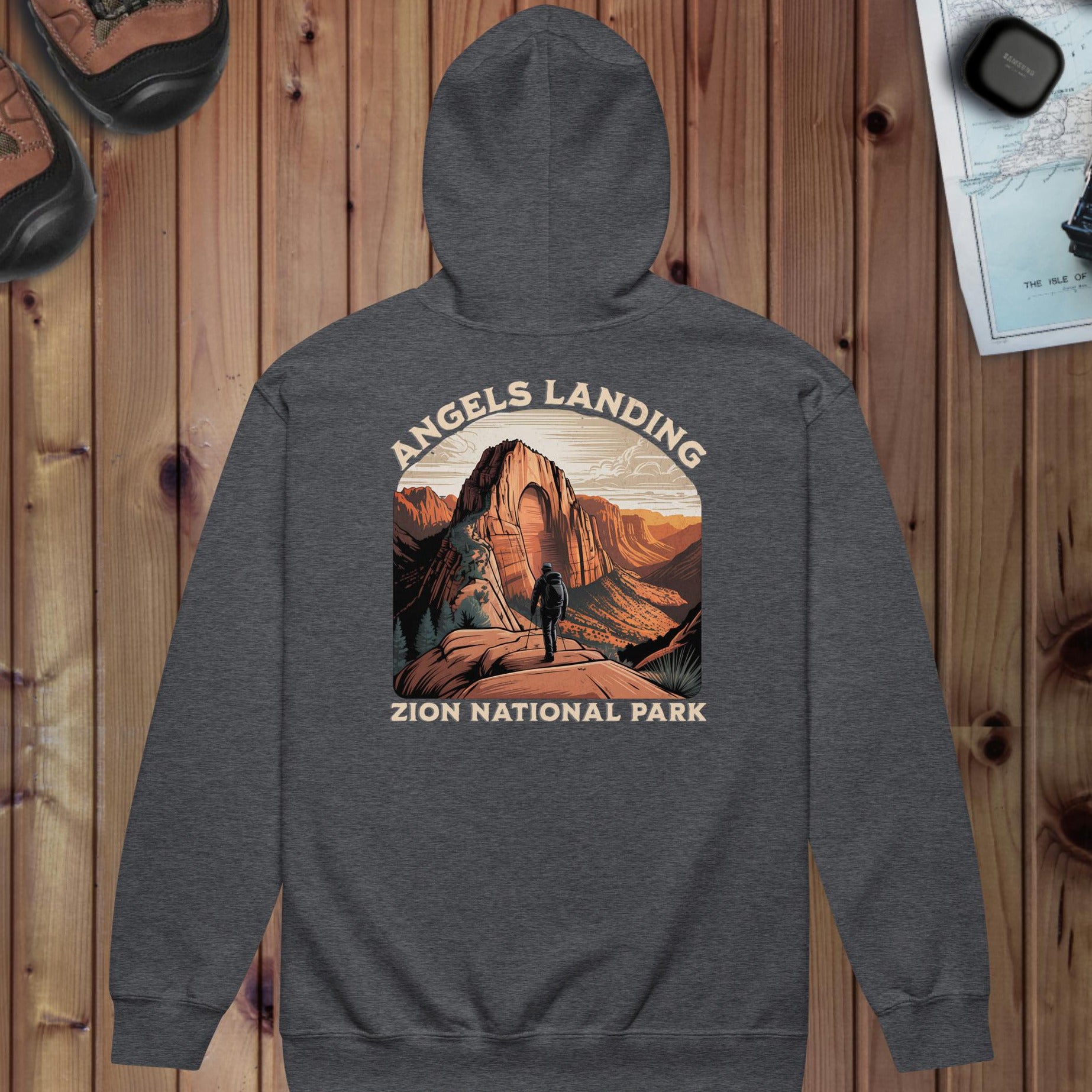 Zion National Park Full Zip Hoodie Angels Landing Back Full Zip Hoodie Park Service Apparel