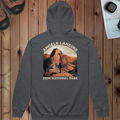 Zion National Park Full Zip Hoodie Angels Landing Back Full Zip Hoodie Park Service Apparel