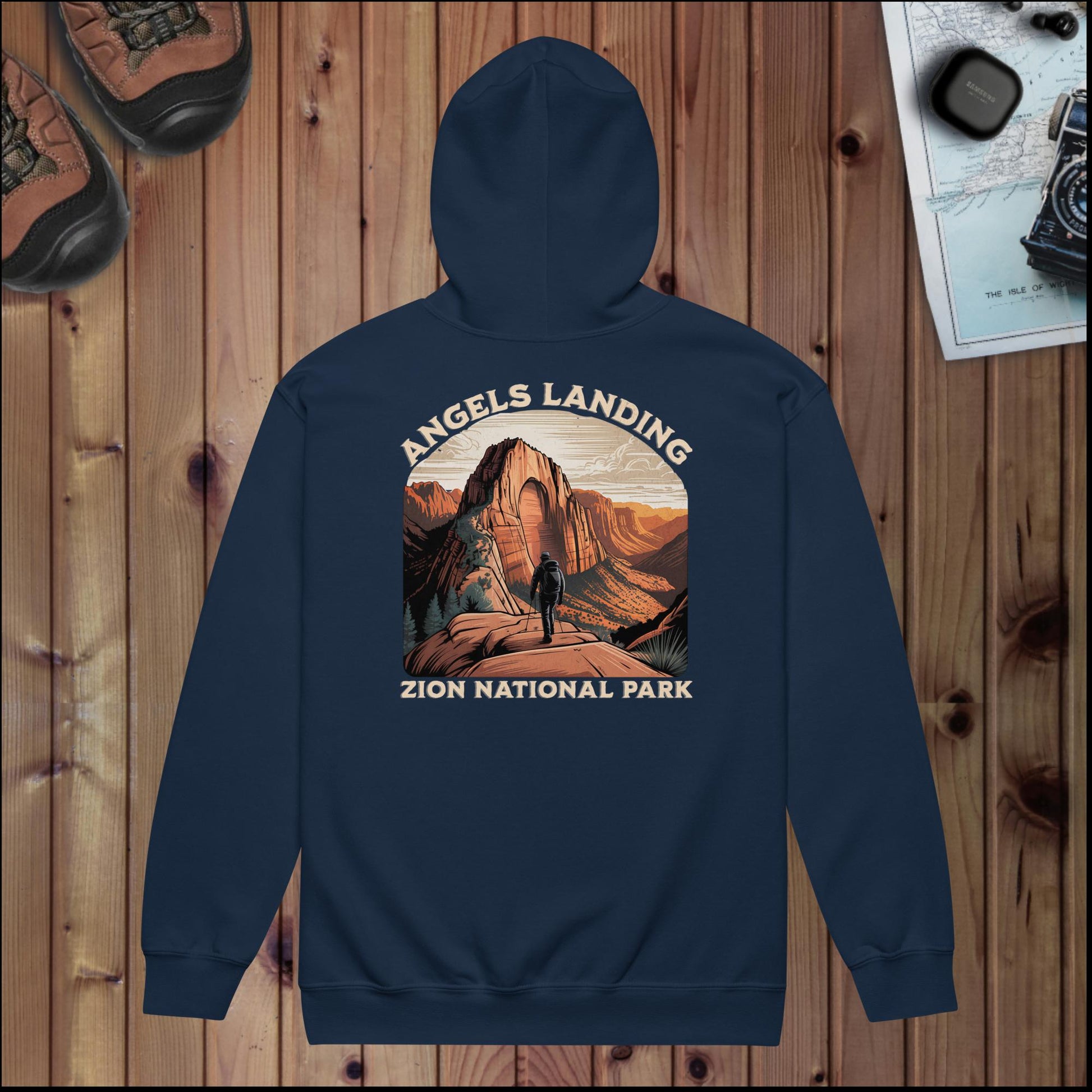 Zion National Park Full Zip Hoodie Angels Landing Back Full Zip Hoodie Park Service Apparel