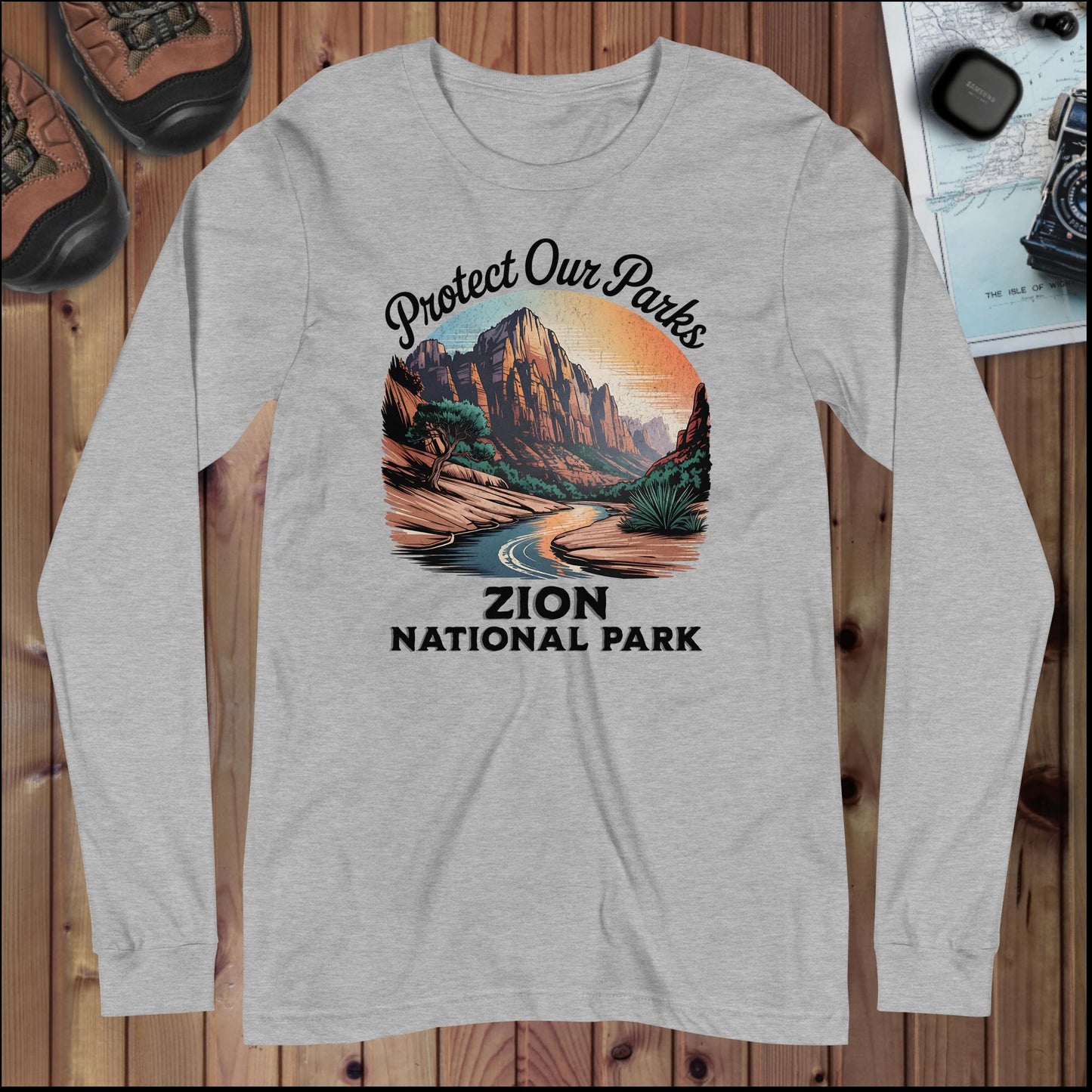 Protect Our Parks Zion Long Sleeve T-Shirt Park Service Apparel Athletic Heather XS