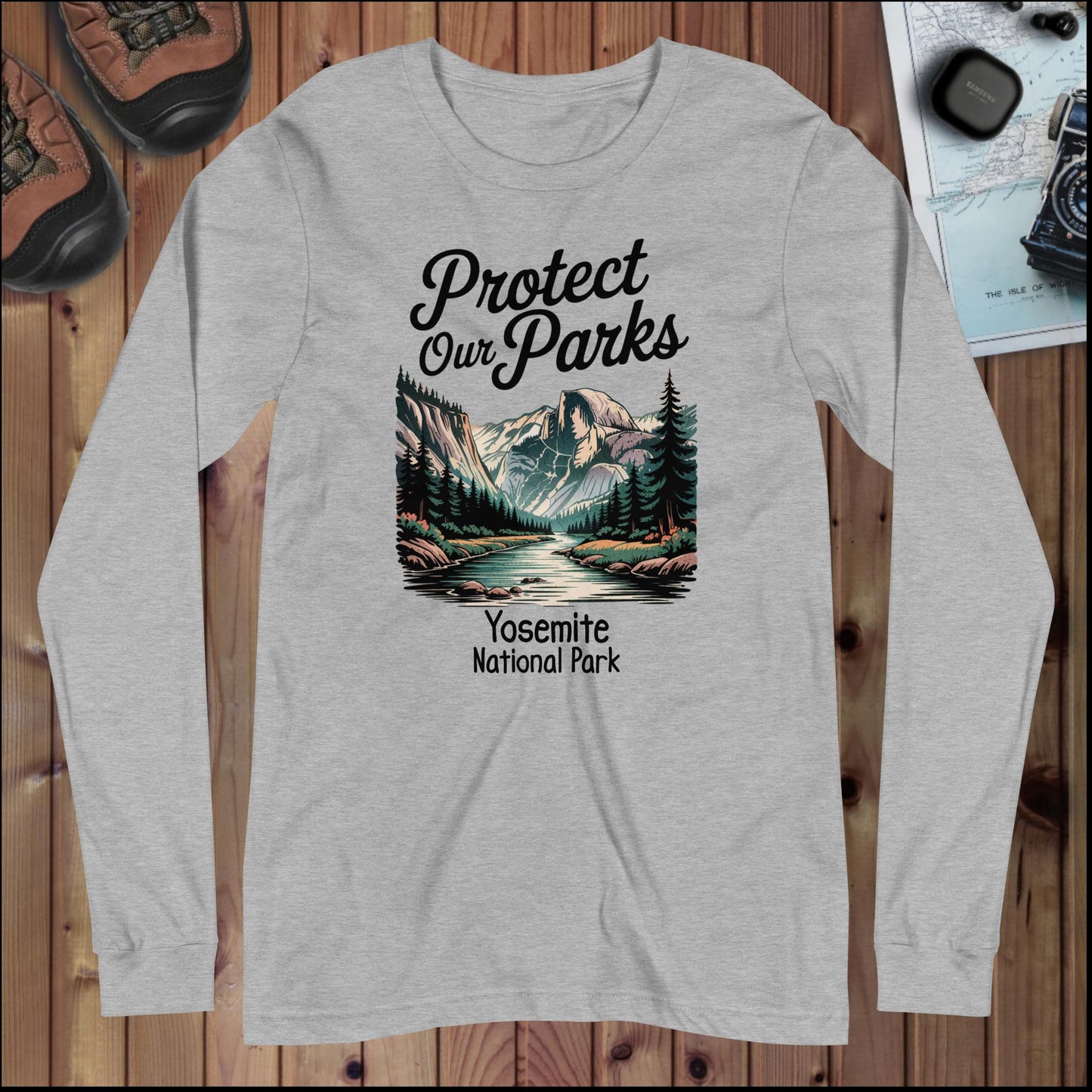 Protect Our Parks Yosemite Valley Long Sleeve T-shirt Long-sleeve Park Service Apparel Athletic Heather XS