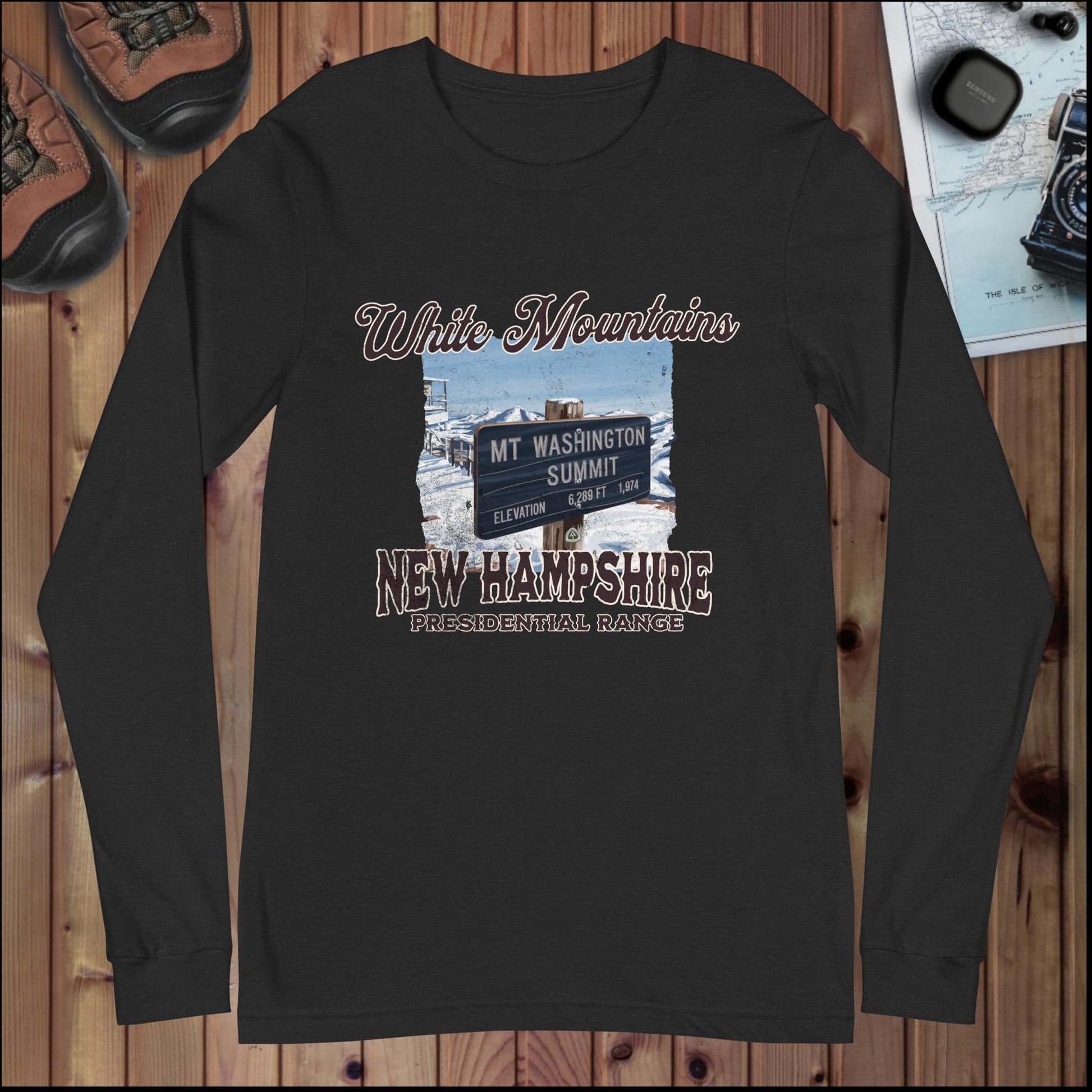 Mount Washington Long Sleeve Tee Long-sleeve Park Service Apparel Black Heather XS
