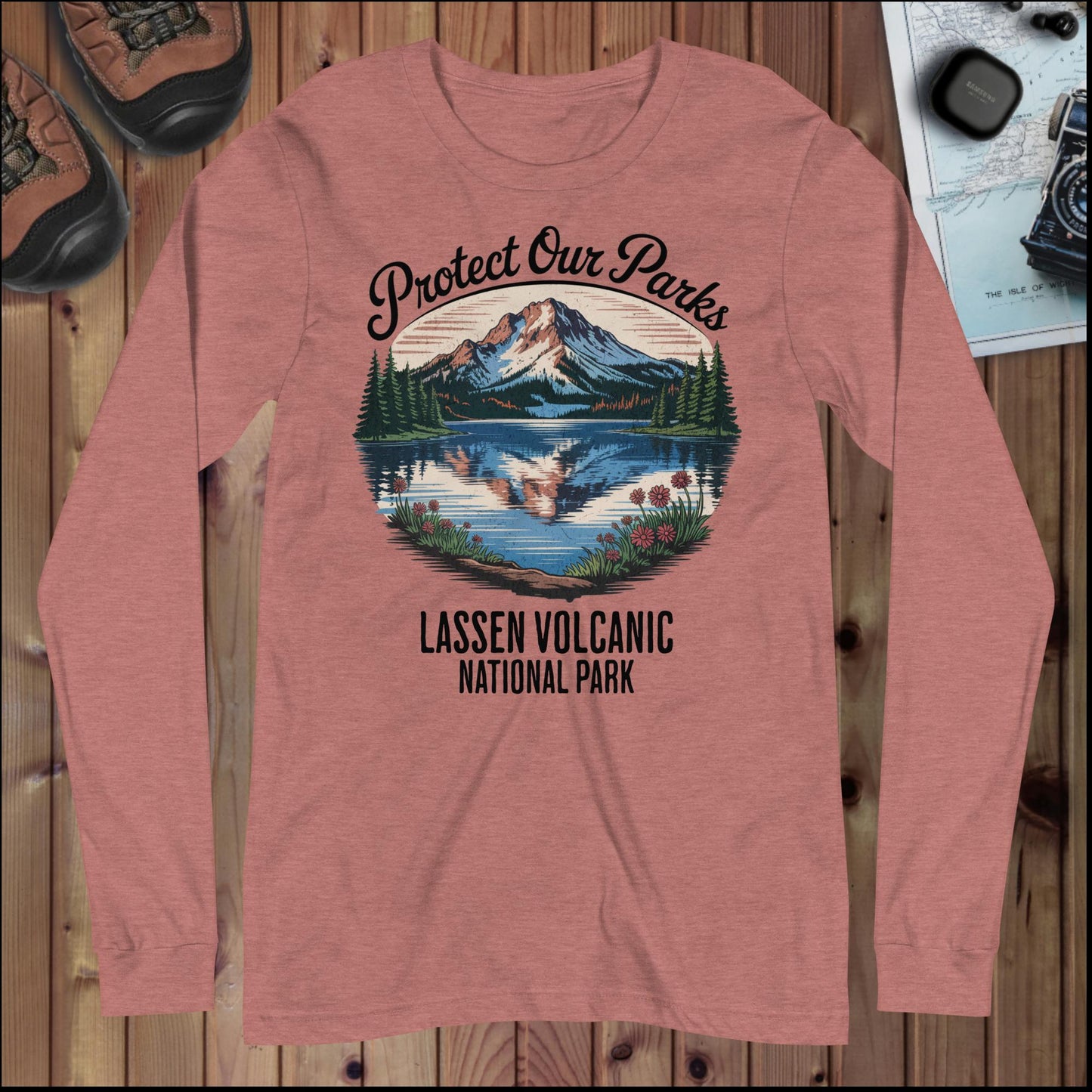 Protect Our Parks Lassen Long Sleeve T-shirt Long-sleeve Park Service Apparel Heather Mauve XS