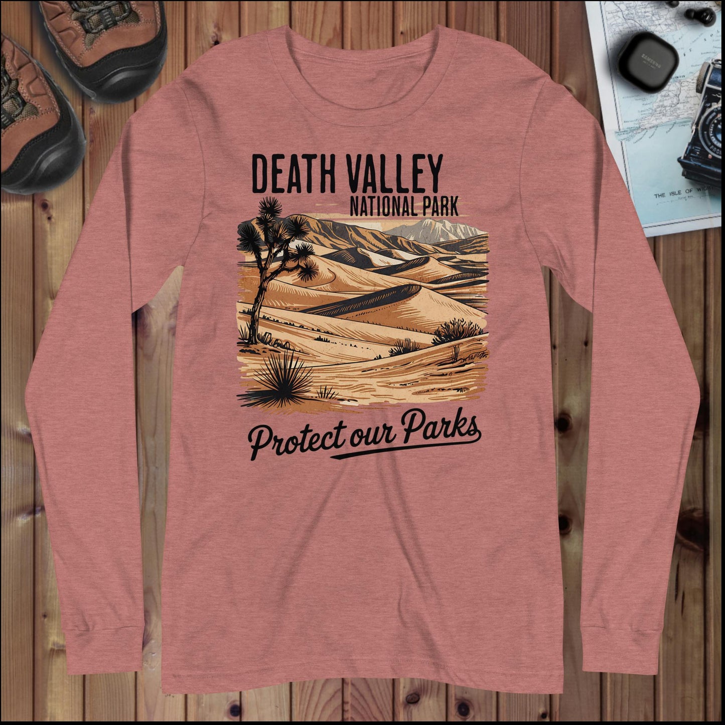 Protect Our Parks Death Valley Long Sleeve T-shirt Long-sleeve Park Service Apparel Heather Mauve XS