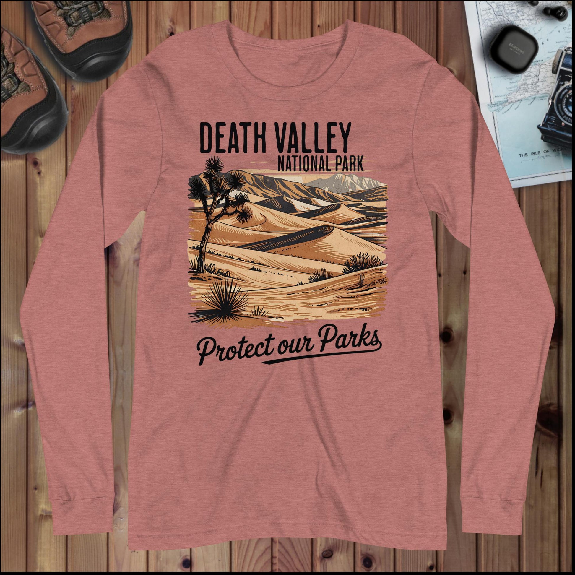Protect Our Parks Death Valley Long Sleeve T-shirt Long-sleeve Park Service Apparel Heather Mauve XS