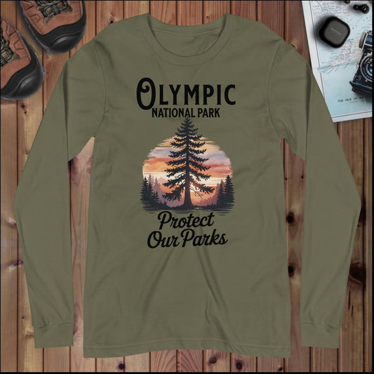 Protect Our Parks Olympic Long Sleeve T-shirt Long-sleeve Park Service Apparel Military Green XS