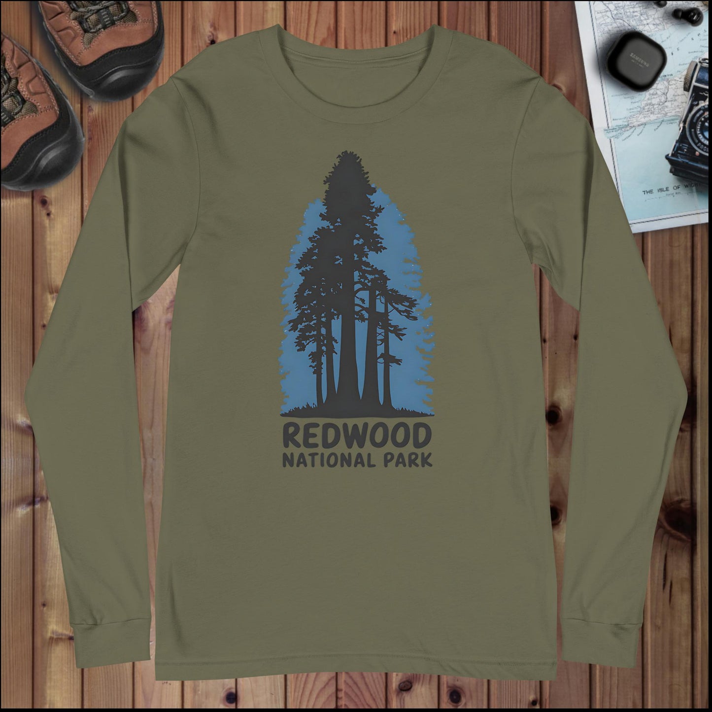 Redwood National Park Long Sleeve T-shirt Long-sleeve Park Service Apparel Military Green XS