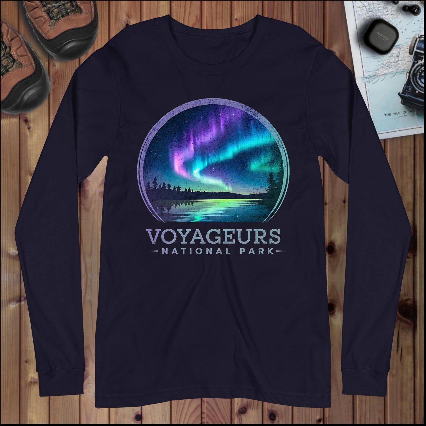 Voyageurs Aurora Borealis Long Sleeve T-shirt Long-sleeve Park Service Apparel Navy XS