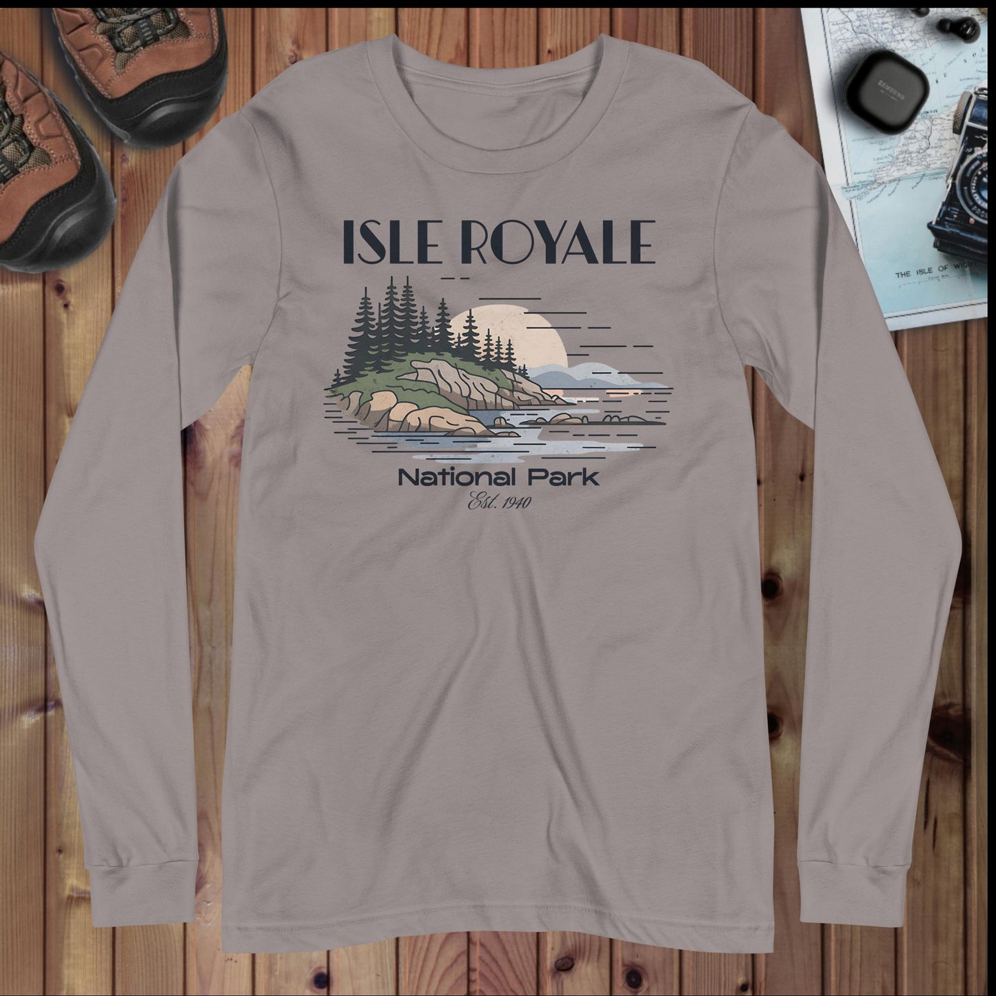 Isle Royale National Park Long Sleeve T-shirt Park Service Apparel Storm XS