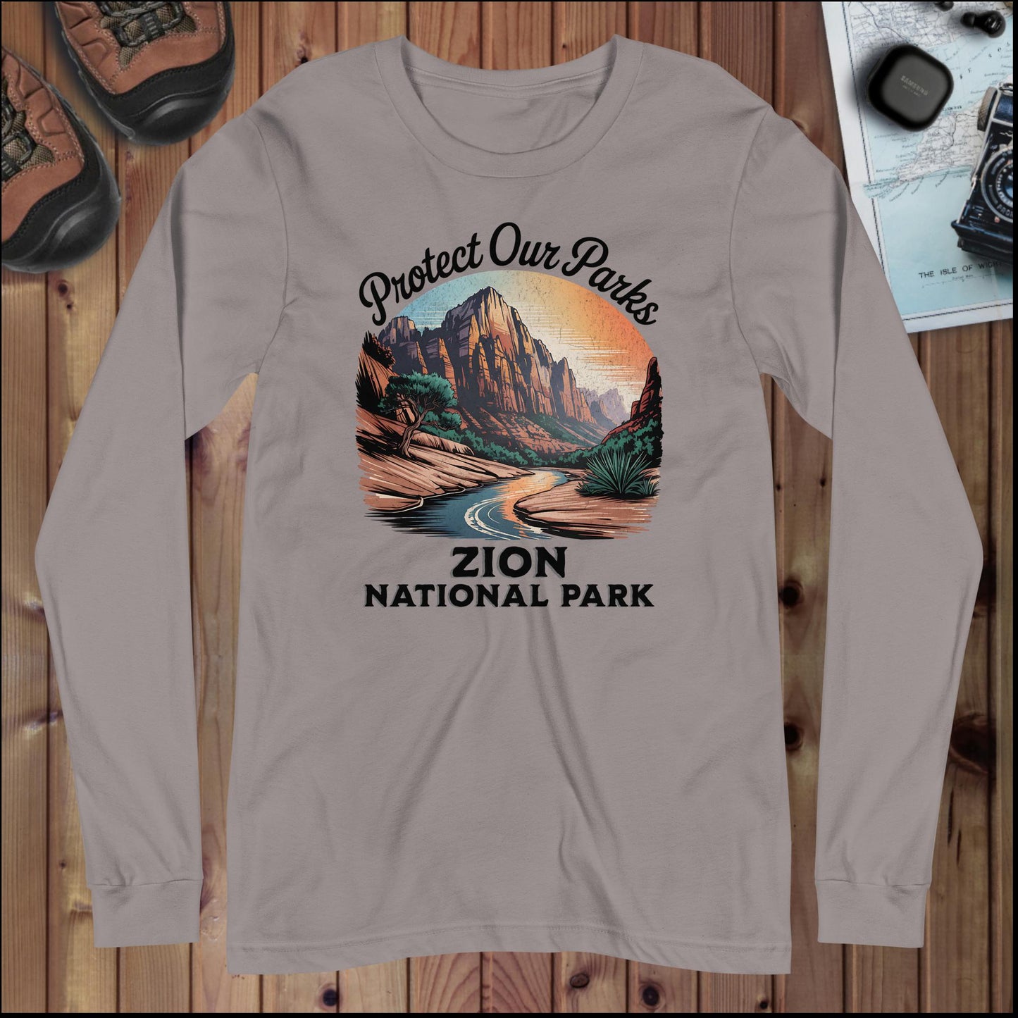 Protect Our Parks Zion Long Sleeve T-Shirt Park Service Apparel Storm XS