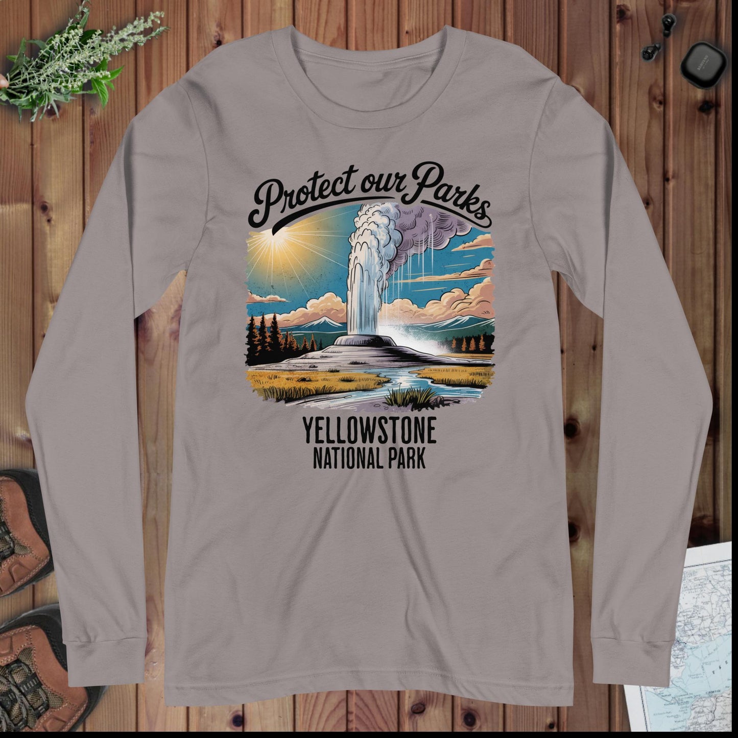 Protect Our Parks Yellowstone Long Sleeve T-shirt Long-sleeve Park Service Apparel Storm XS