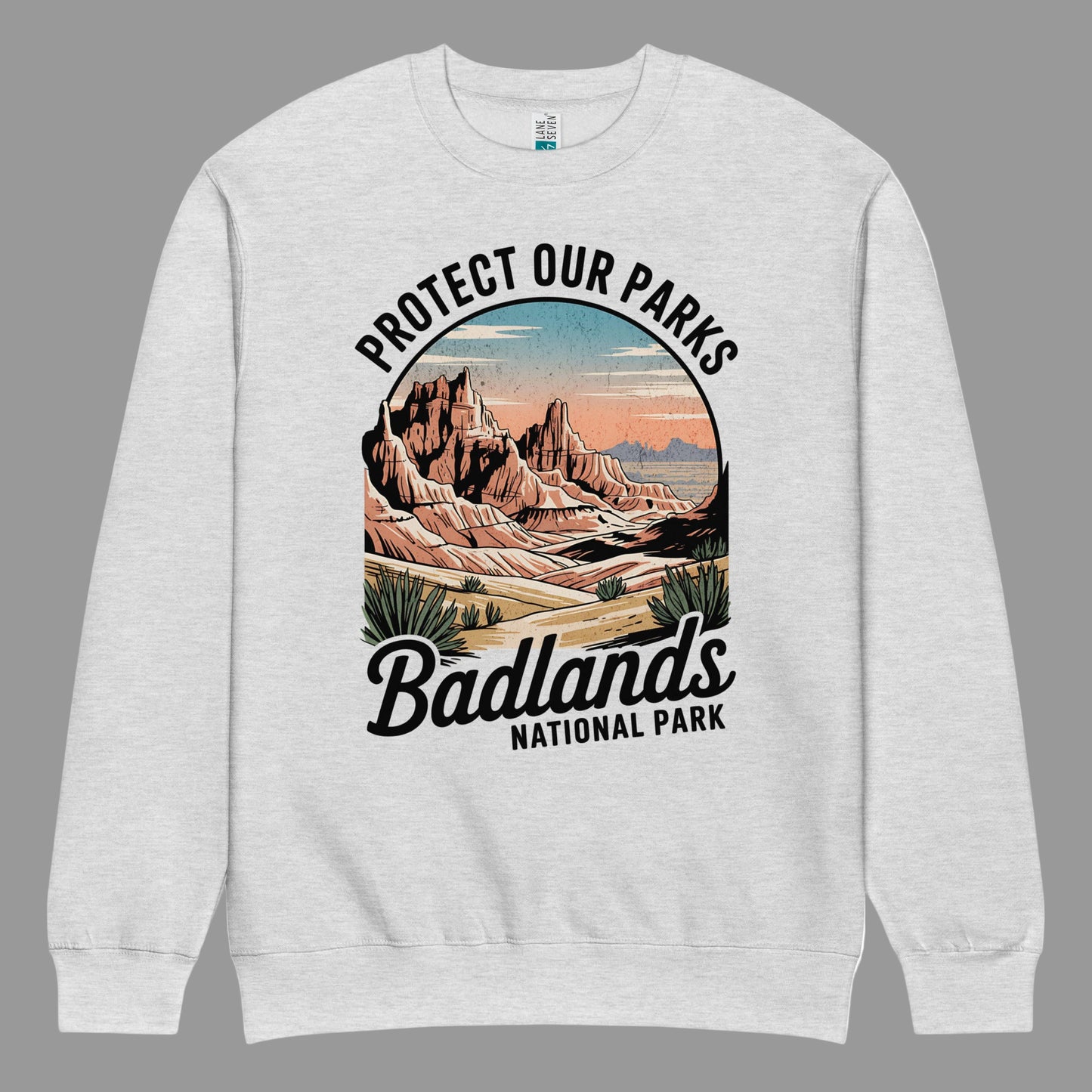 Protect Our Parks Badlands Crewneck Sweatshirt Park Service Apparel Heather Grey S