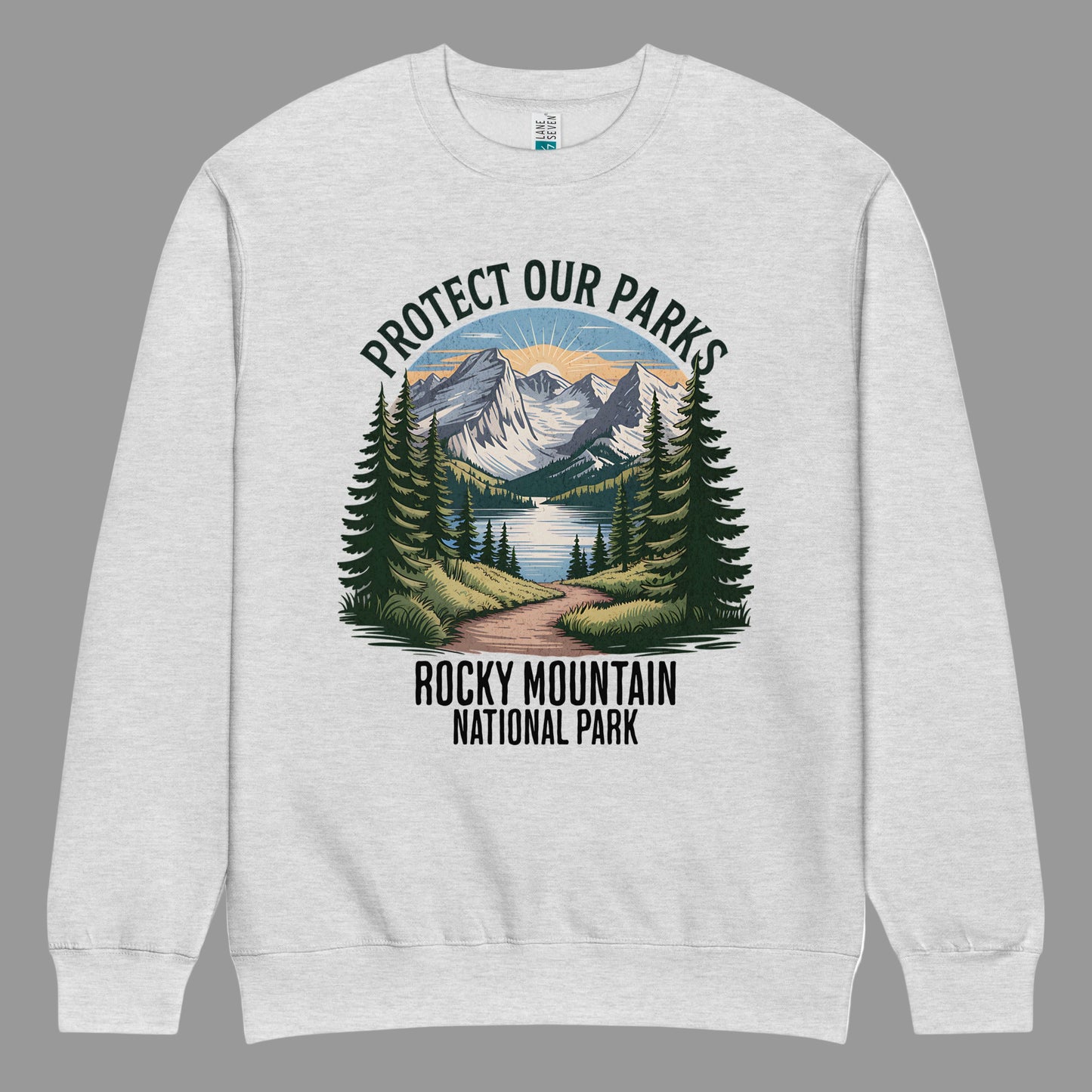 Protect Our Parks Rocky Mountains Crewneck Sweatshirt Sweatshirt Park Service Apparel Heather Grey S