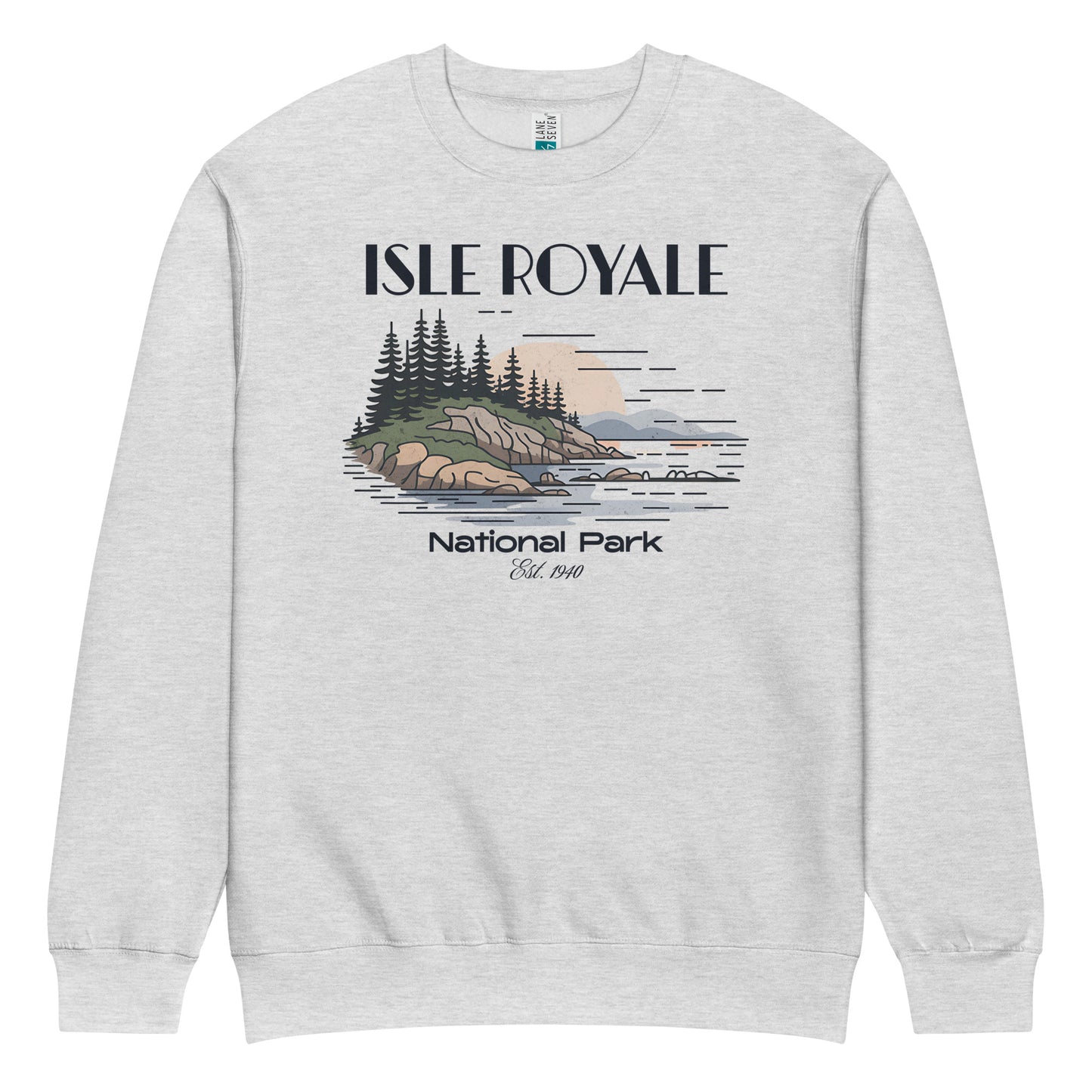 Isle Royale Crewneck Sweatshirt Sweater Park Service Apparel Heather Grey S
