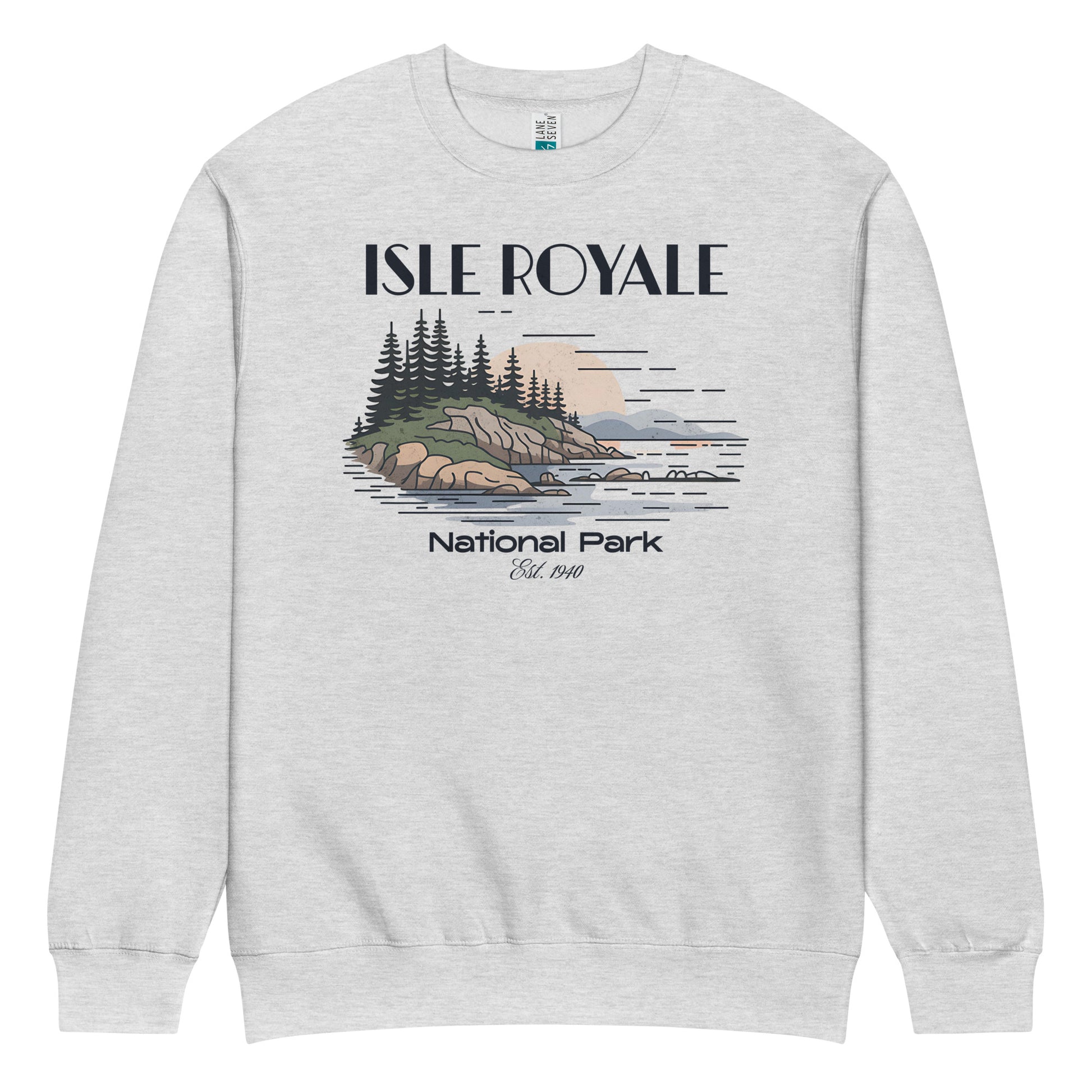 Isle Royale Crewneck Sweatshirt Sweater Park Service Apparel Heather Grey S