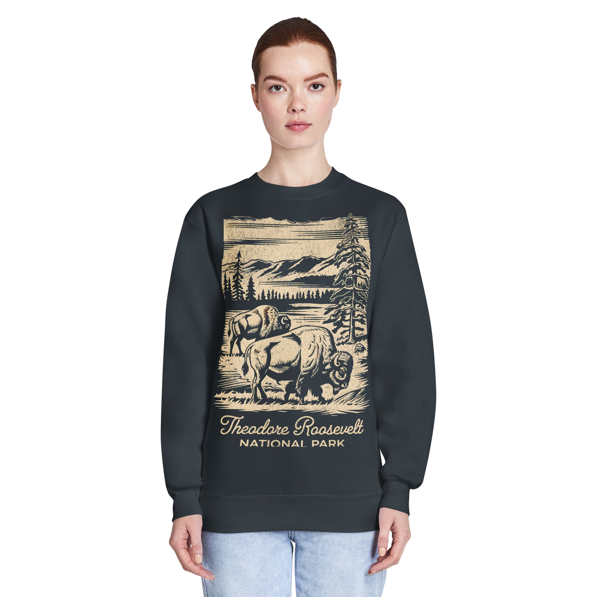 Theodore Roosevelt Bison Crewneck Sweatshirt Park Service Apparel