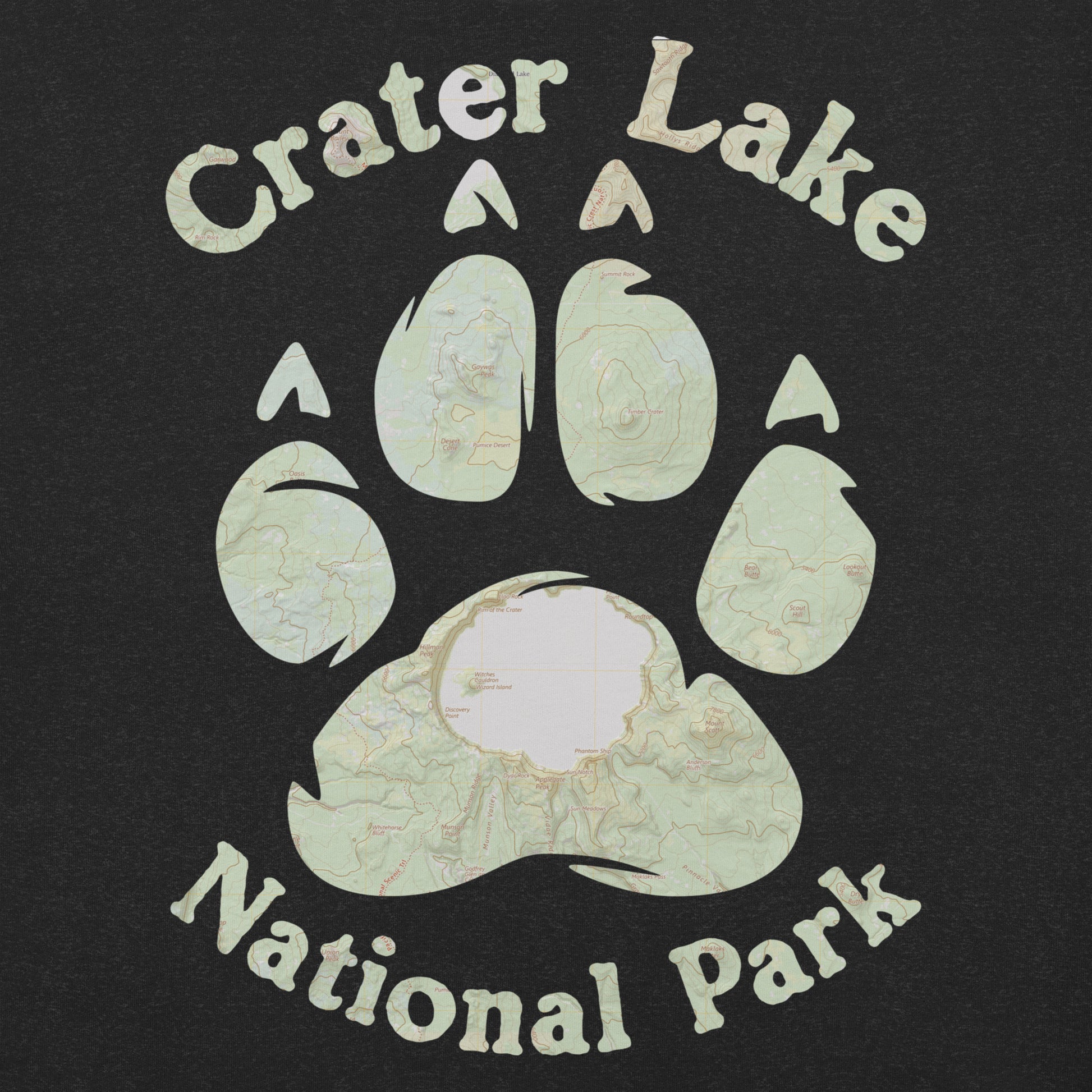 Crater Lake Bear Paw Topo T-shirt T-Shirt Park Service Apparel