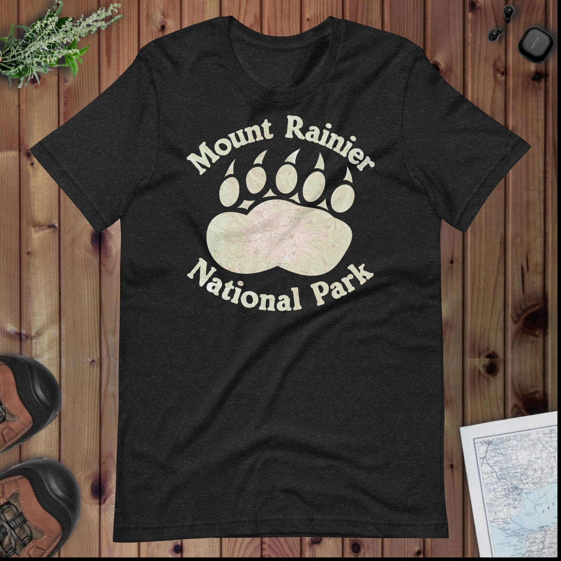 Rainier Bear Paw Topo T-shirt T-Shirt Park Service Apparel Black Heather XS