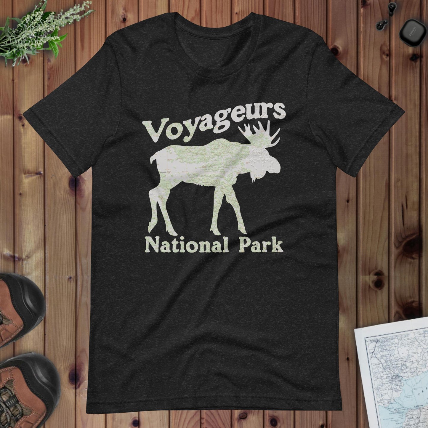 Voyageurs Moose Topo T-shirt T-Shirt Park Service Apparel Black Heather XS
