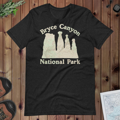 Bryce Canyon Topo T-shirt T-Shirt Park Service Apparel Black Heather XS