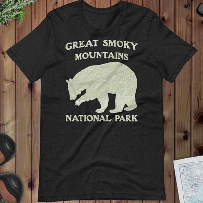 Great Smoky Mountains Bear Topo T-shirt T-Shirt Park Service Apparel Black Heather XS
